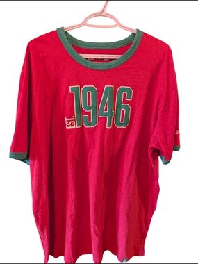 LCF Retro Collection Red Tee with Green Trim and Chest Graphic
